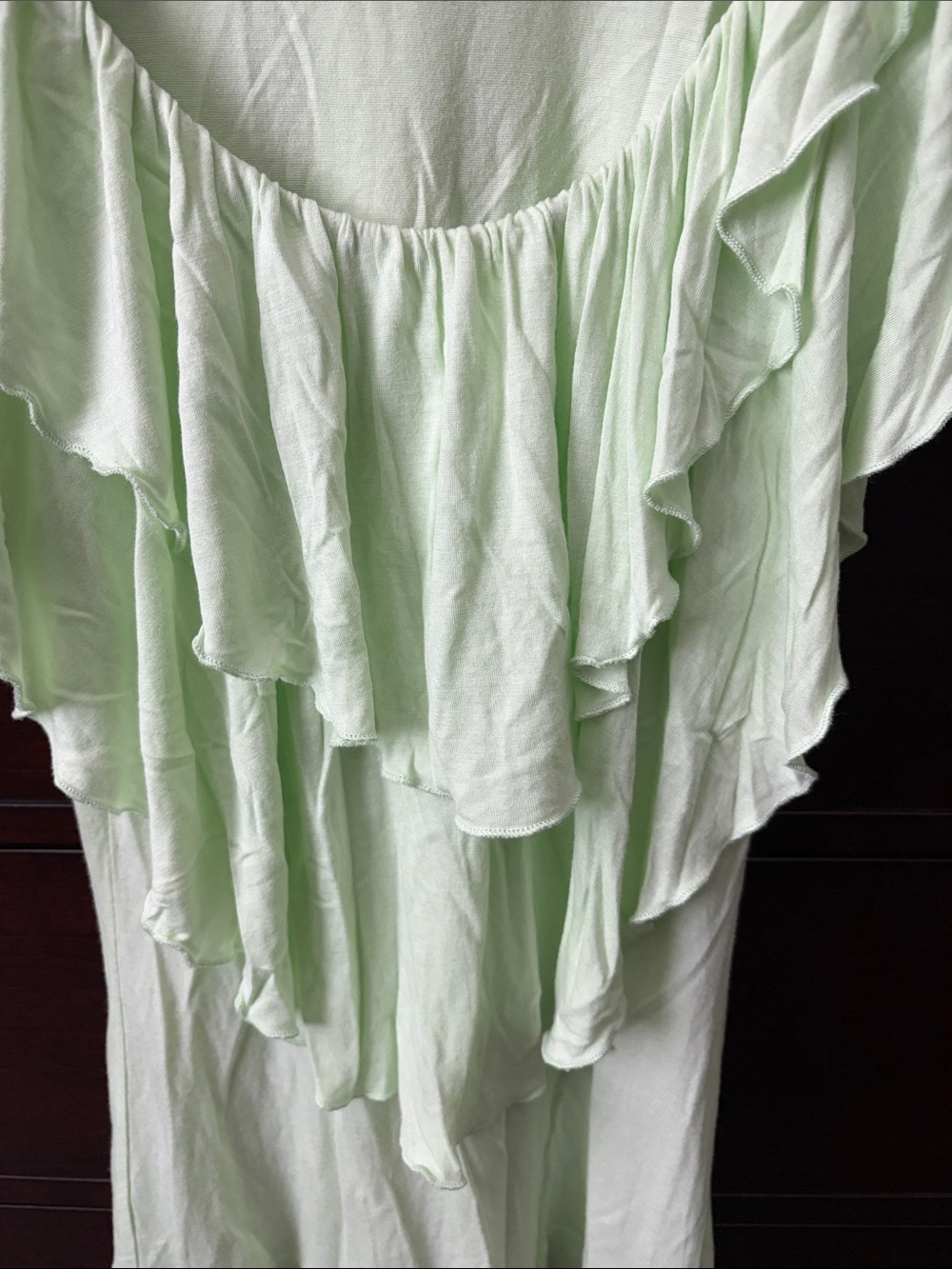 Language Light Mint Ruffle Front Tunic - Picture 2 of 5